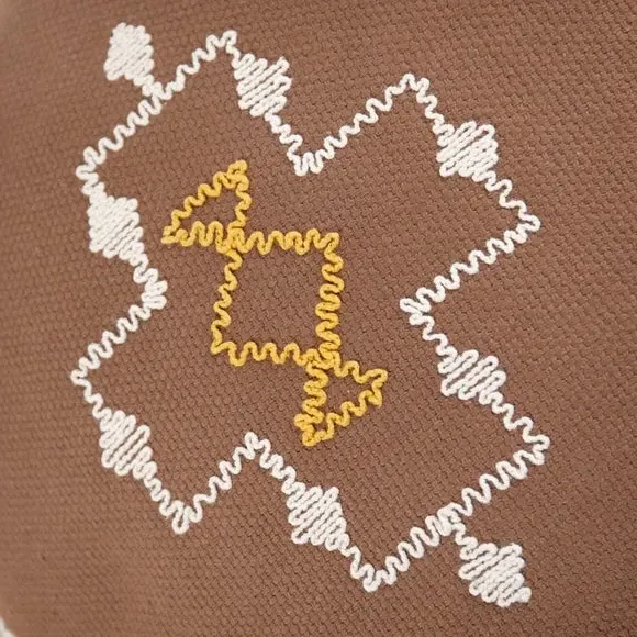 Square Cushion with Geometric Design - Cocoa, Cotton