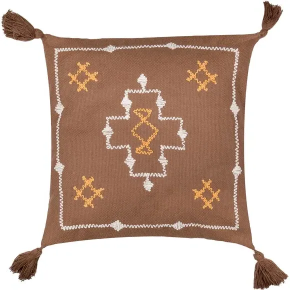 Square Cushion with Geometric Design - Cocoa, Cotton image