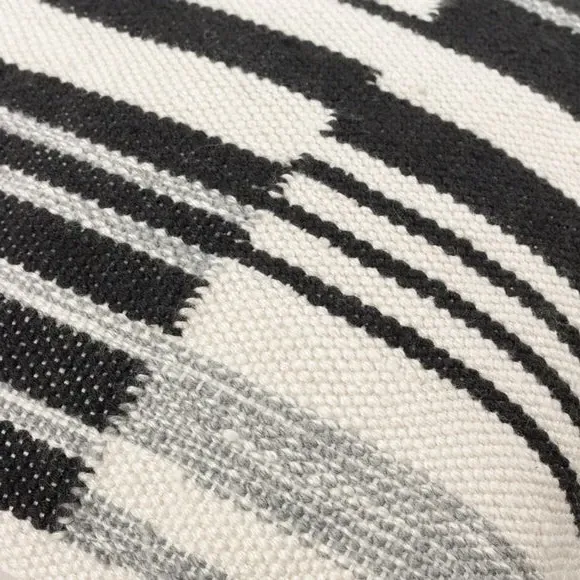 Square Cushion Woven Striped - Black, Cotton