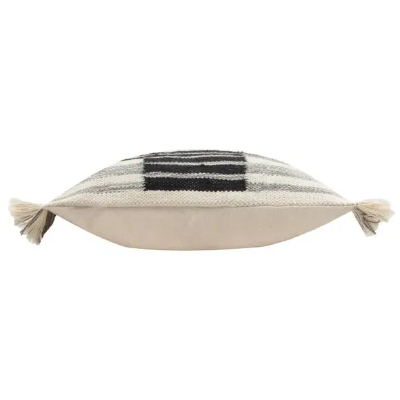 Square Cushion Woven Striped - Black, Cotton
