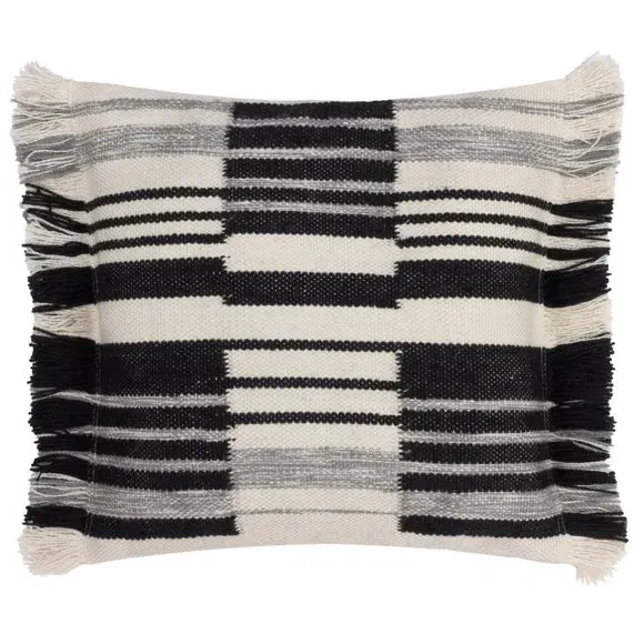 Square Cushion Woven Striped - Black, Cotton
