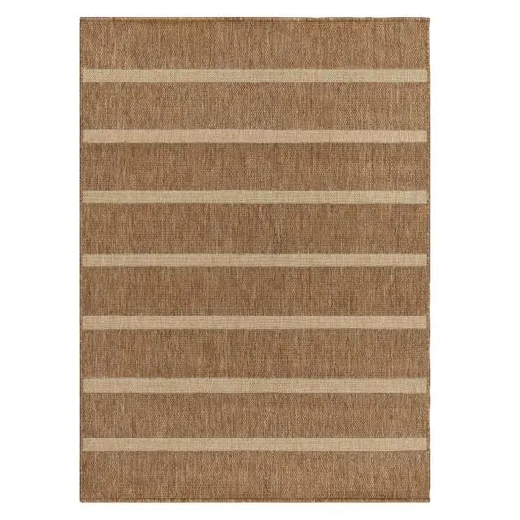 Striped Indoor Outdoor Rug - Natural, Jute Effect