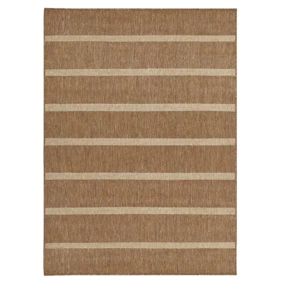 Striped Indoor Outdoor Rug - Natural, Jute Effect