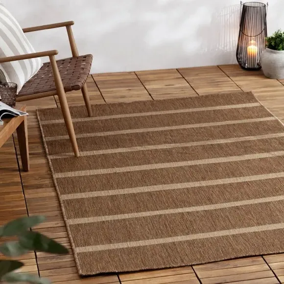 Striped Indoor Outdoor Rug - Natural, Jute Effect image