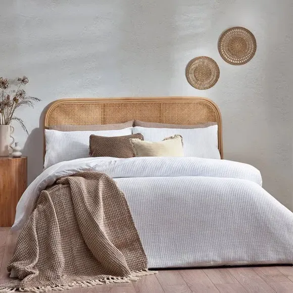 Waffle Duvet Cover Set with Pillowcase - White, Cotton