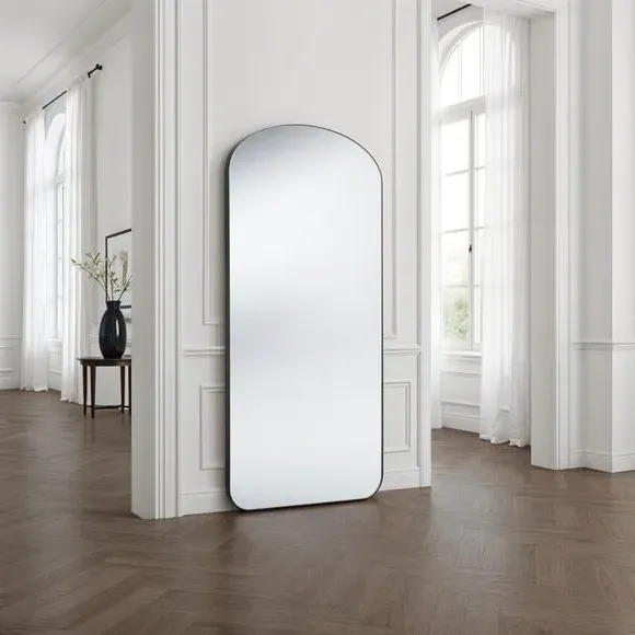 Arched Full Length Wall Mirror - Black, Wood