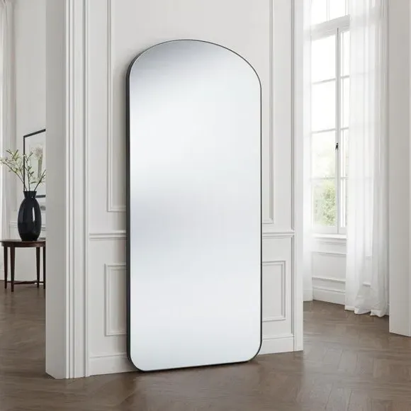 Arched Full Length Wall Mirror - Black, Wood