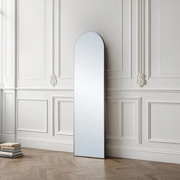 Arched Full Length Wall Mirror - Black, Wood