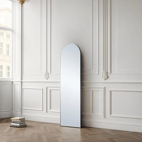Arched Full Length Wall Mirror - Black, Wood