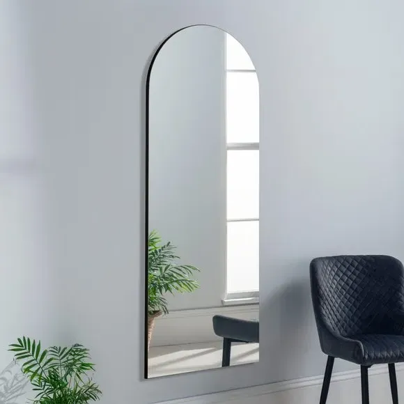 Arched Full Length Wall Mirror - Black, Wood image