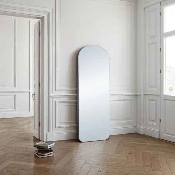 Arched Full Length Wall Mirror - Black, Wood