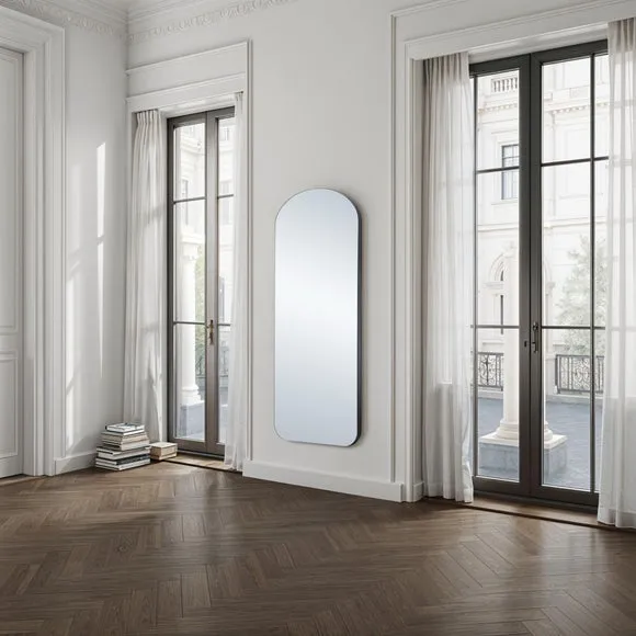 Arched Full Length Wall Mirror - Black, Wood