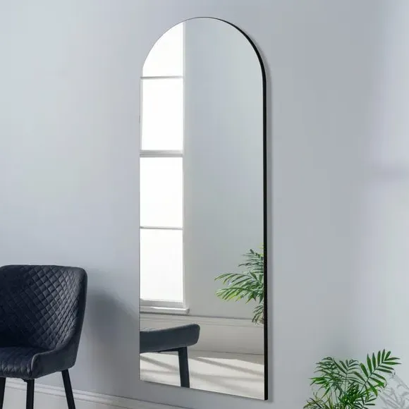 Arched Full Length Wall Mirror - Black, Wood