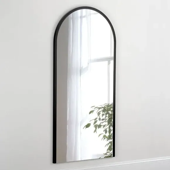 Arched Full Length Wall Mirror - Black, Wood