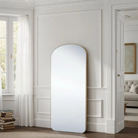 Arched Full Length Wall Mirror - Gold, Wood