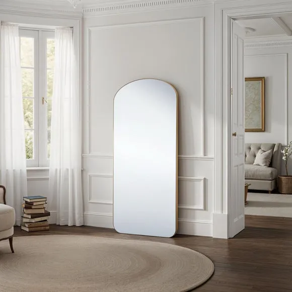 Arched Full Length Wall Mirror - Gold, Wood