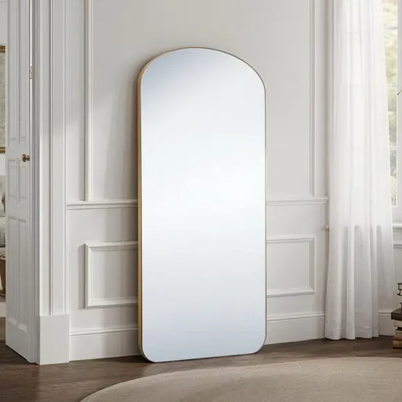 Arched Full Length Wall Mirror - Gold, Wood