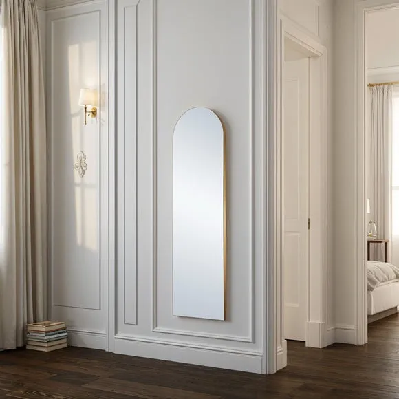 Arched Full Length Wall Mirror - Gold, Wood