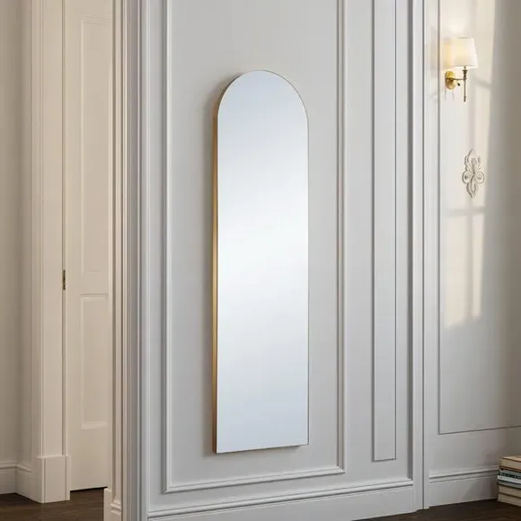 Arched Full Length Wall Mirror - Gold, Wood