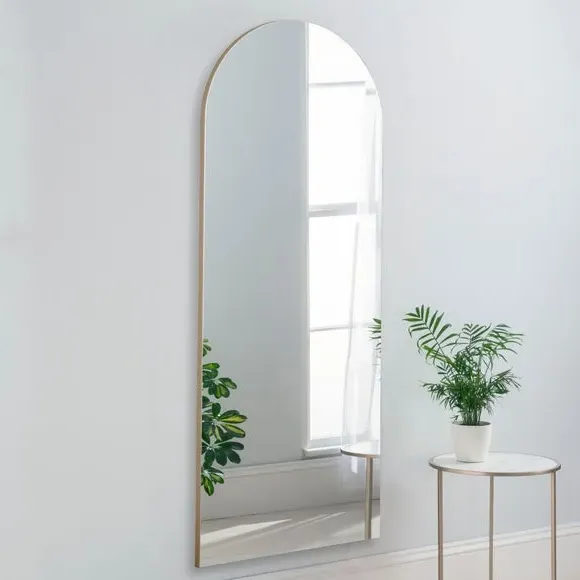 Arched Full Length Wall Mirror - Gold, Wood