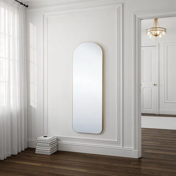 Arched Full Length Wall Mirror - Gold, Wood