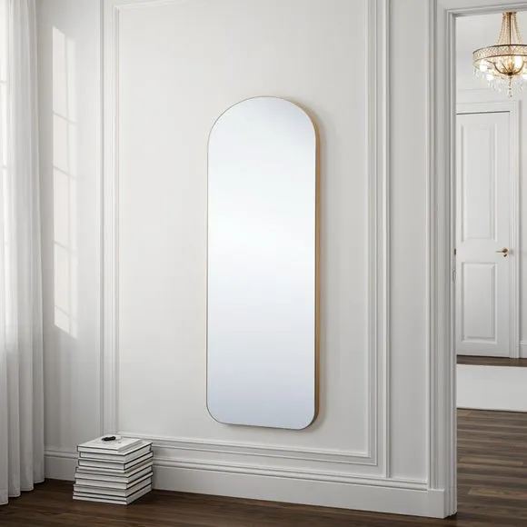 Arched Full Length Wall Mirror - Gold, Wood