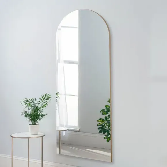 Arched Full Length Wall Mirror - Gold, Wood