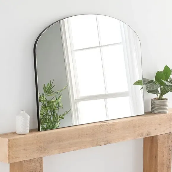 Arched Overmantel Mirror - Black, Wood Frame image