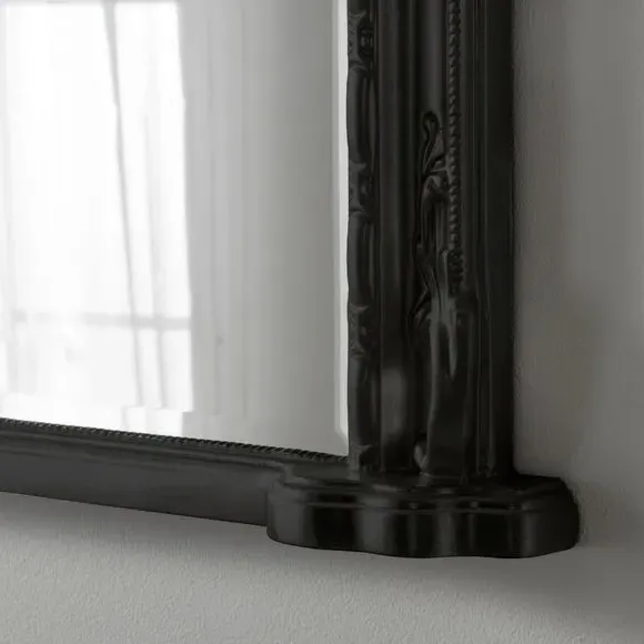 Arched Overmantel Wall Mirror - Black