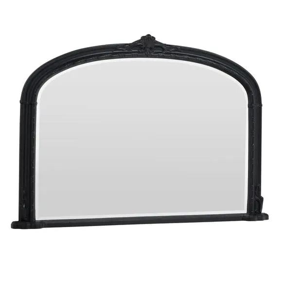 Arched Overmantel Wall Mirror - Black