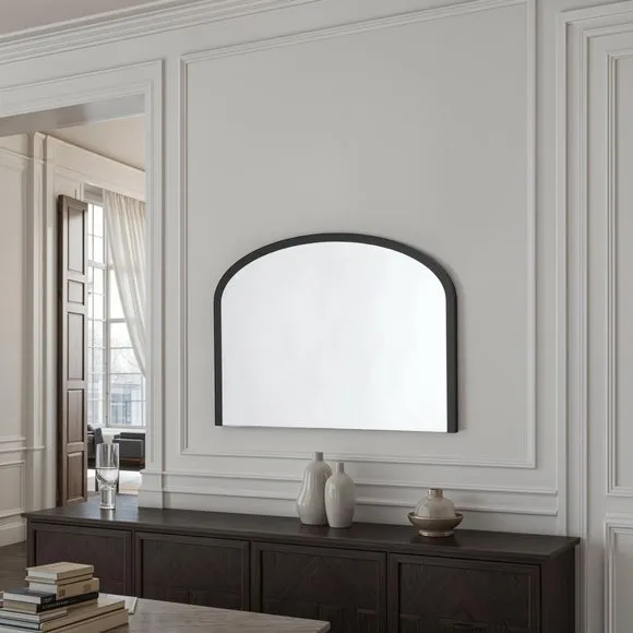 Arched Overmantel Wall Mirror - Black