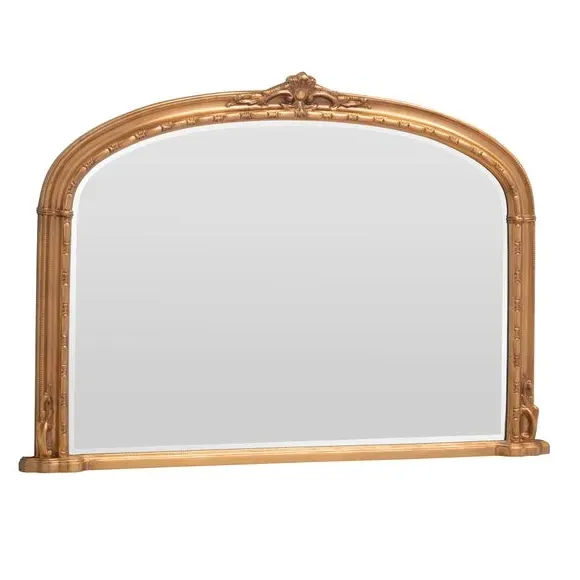 Arched Overmantel Wall Mirror - Gold