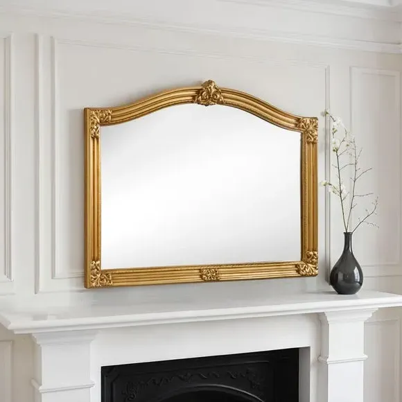 Arched Overmantel Wall Mirror - Gold