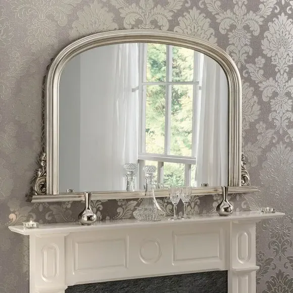 Arched Overmantel Wall Mirror - Silver, Wood