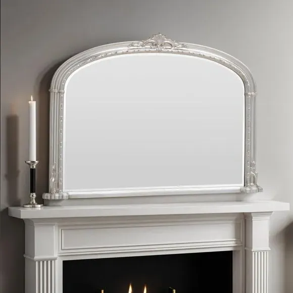 Arched Overmantel Wall Mirror - Silver