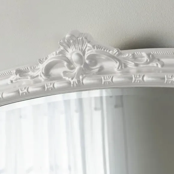 Arched Overmantel Wall Mirror - White