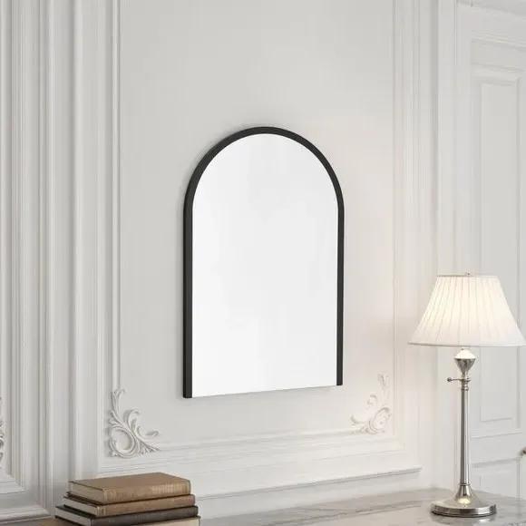 Arched Wall Mirror - Black, Wood