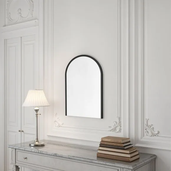 Arched Wall Mirror - Black, Wood