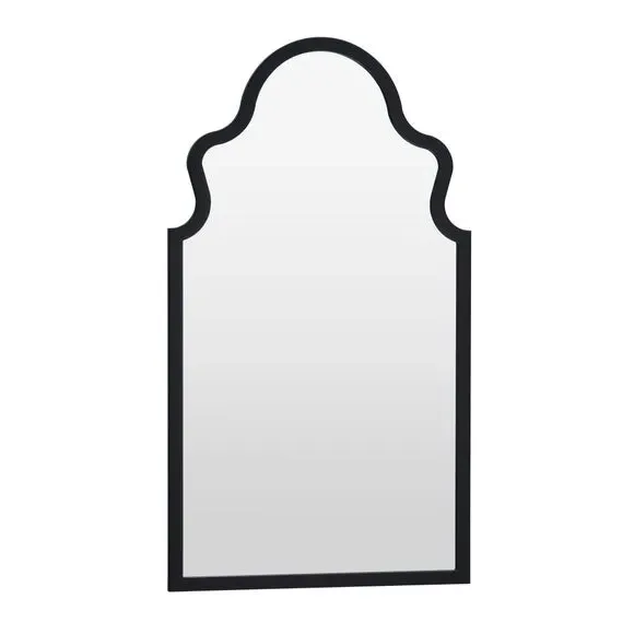 Arched Wall Mirror Moroccan Style - Black, Wood