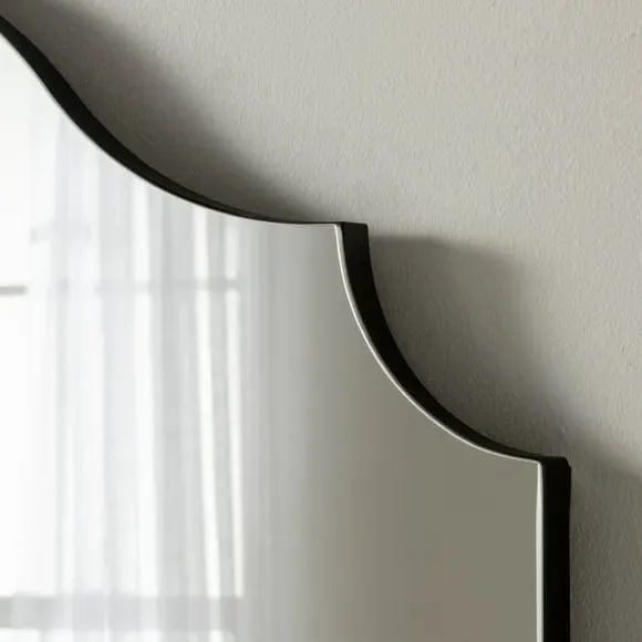 Arched Wall Mirror with Hooks - Black