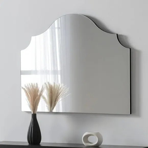 Arched Wall Mirror with Hooks - Black image