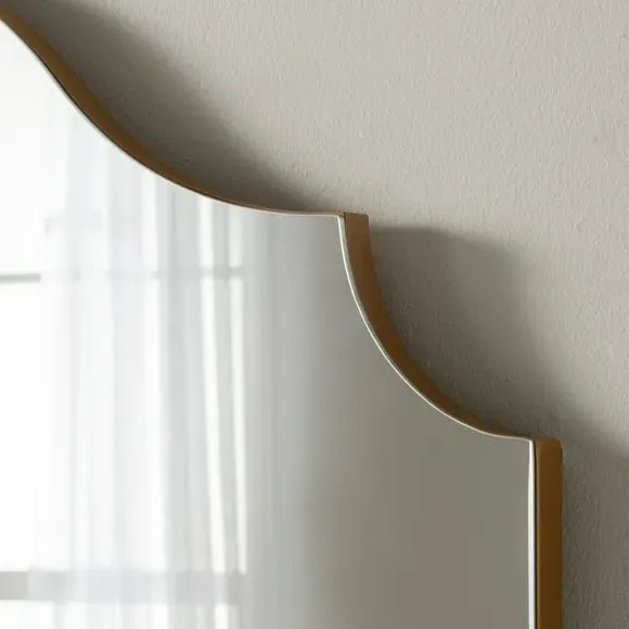Arched Wall Mirror with Hooks - Gold