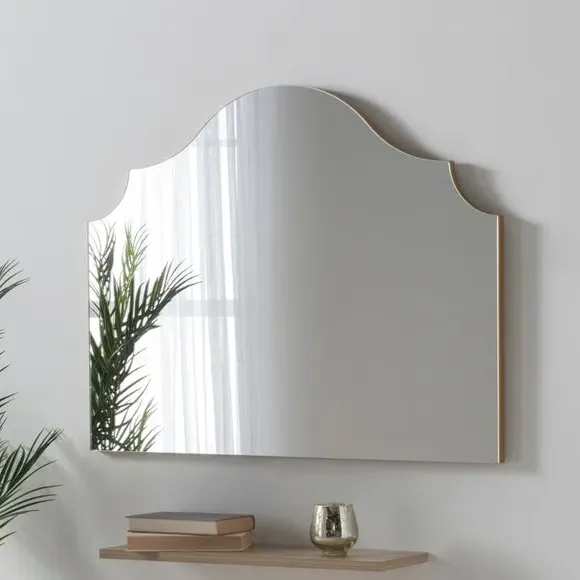 Arched Wall Mirror with Hooks - Gold