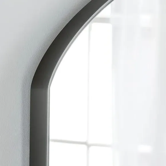 Arched Wall Mirror with Piped Frame - Black