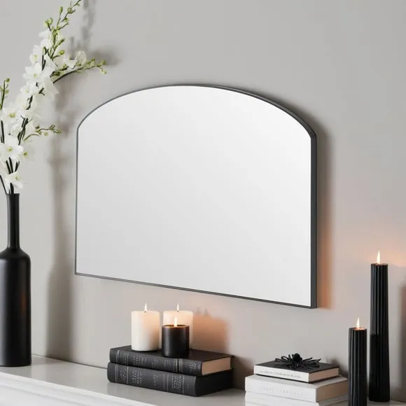 Arched Wall Mirror with Piped Frame - Black image