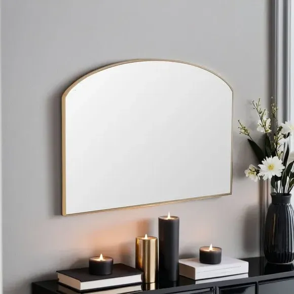 Arched Wall Mirror with Piped Frame - Gold