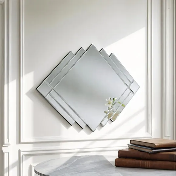 Art Deco Wall Mirror with Bevelled Edges - Silver image