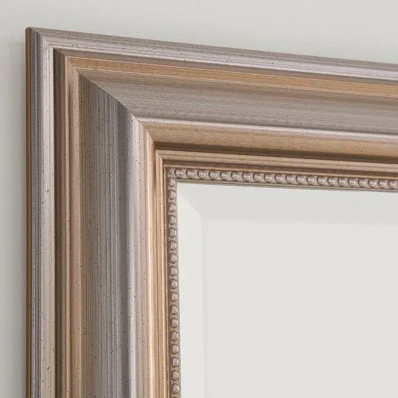 Beaded Overmantle Wall Mirror - Champagne, Wood