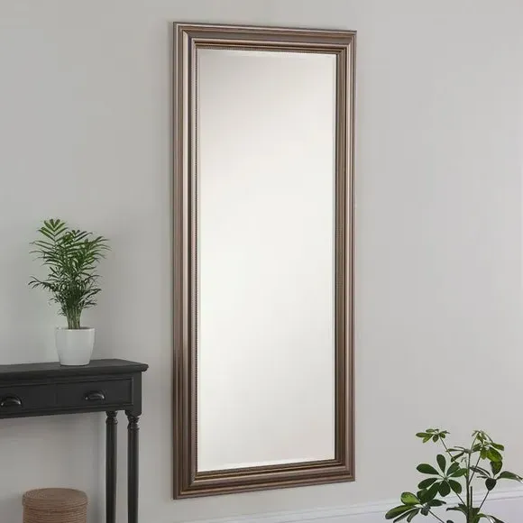 Beaded Overmantle Wall Mirror - Champagne, Wood