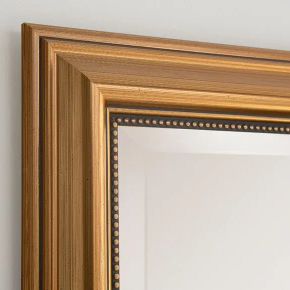Beaded Overmantle Wall Mirror - Gold, Wood